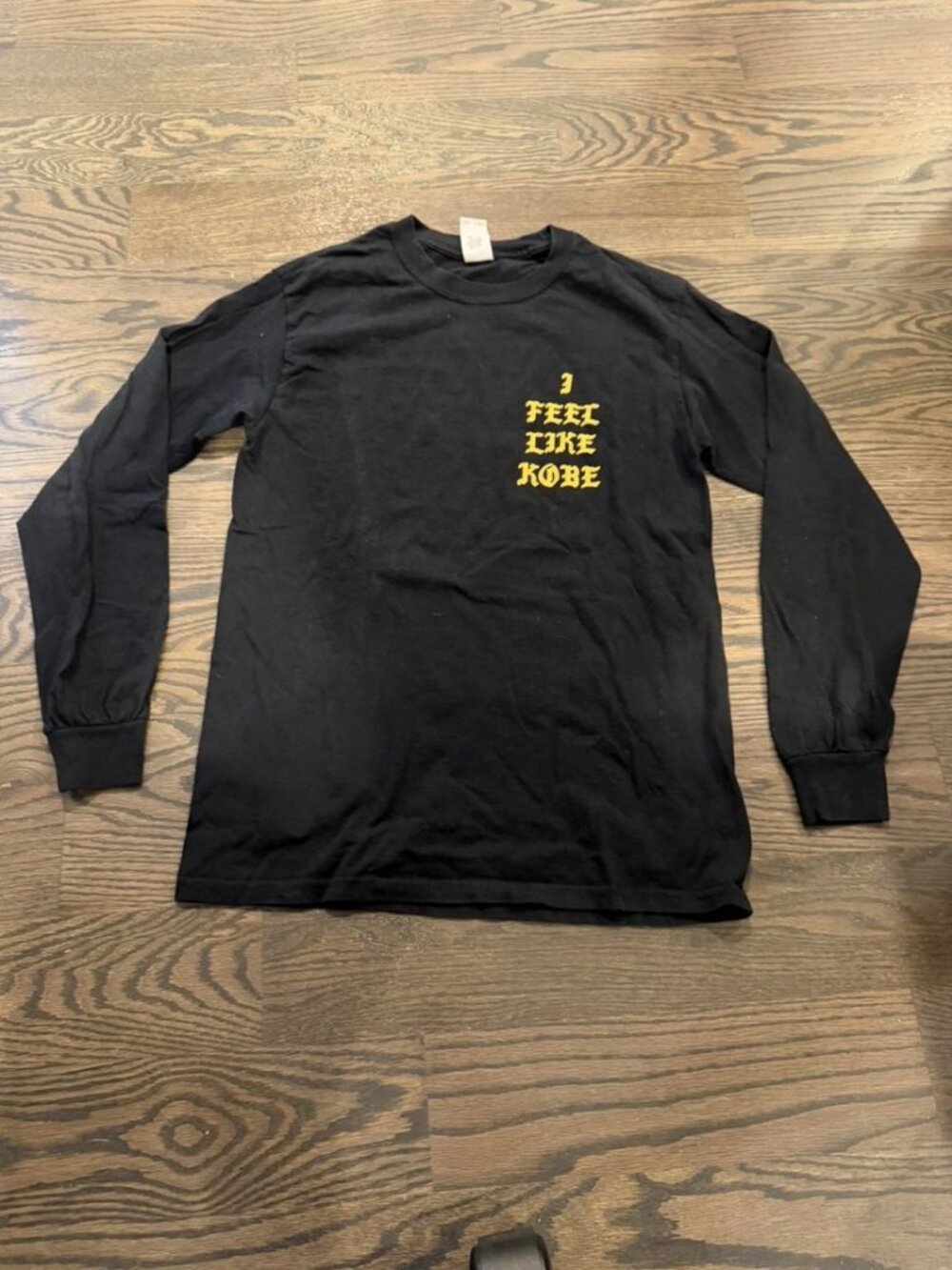 Gildan Black Long Sleeve Tee with Yellow Graphic Size S